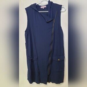 Harper Hooded Sleeveless Jacket Dress Blue M
